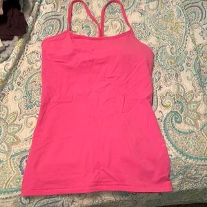 pink racer back lulu workout top